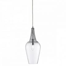 Searchlight 8911CC Whisk 1 Light Ceiling Pendant Light In Chrome With Clear Glass