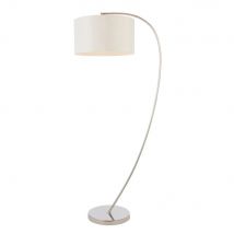 Endon 72388 Josephine One Light Floor Lamp In Bright Nickel Plate With White Fabric Shade