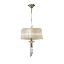 Mantra M3878 Tiffany 3+1 Light Single Pendant Light  In Antique Brass With Soft Bronze Shade