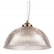 Firstlight 3723AB Ashford 1 Light Ceiling Light In Antique Brass With Ribbed Clear Glass Shade