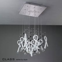 IL50404 Class White Glass And Crystal 10 Light Pendant