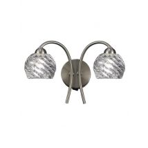 F2357/2 2 Light Wall Light In Satin Nickel With Clear Glass Shades