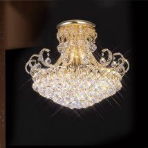 Diyas IL30007 Pearl Crystal Ceiling Light in Gold Finish