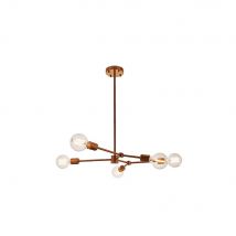 Endon Ezra 5 Light Ceiling Pendant Light In Bronze Gold Effect