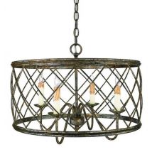 QZ/DURY/P 4 Light Silver Leaf Finish Wire Ceiling Pendant