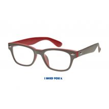 Woody Selection Lesebrille zweifarbig in grau-rot im Wayfarer-Style