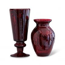 Lot de 2 vases Darian, rouge (10.5 x 10.5 x 20.5cm)