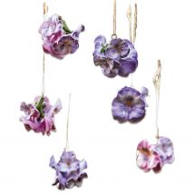 Lot de 6 fleurs déco Jacomo, violet (5 x 5 x 4.5cm)