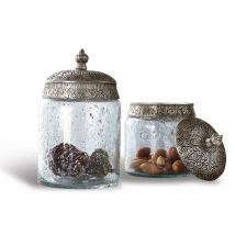 Lot de 2 pots en verre Laurnena, transparent/argenté (10 x 10 x 18cm)