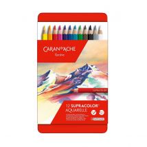 Caran d&#039;Ache Supracolor Soft Aquarelle Colour Pencils Tin of 12