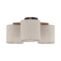 Plafonnier EVA NATURE rond bois lin naturel 3 lumières