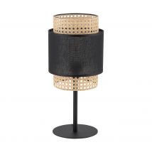 Lampe de chevet ALO bohème rotin et tissu noir