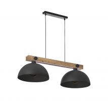 Bergen suspension noir bois 2 lumières