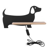 Applique Étagère LED Chien Noir avec Câble Dog - Luminaire Enfant