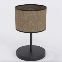 Lampe à poser Bergen en acier noir et jute cylindrique