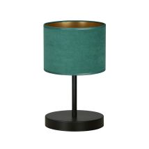 Lampe à poser Bruges en acier et tissu vert cylindrique