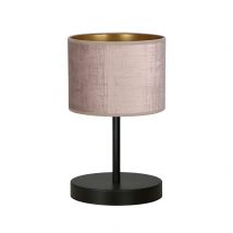 Lampe à poser Bruges en acier et tissu rose cylindrique