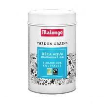 Malongo - Café noir bio en grains - Déca Aqua - Variété Arabica - Boite de 220g