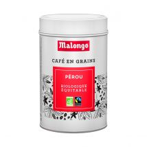 Malongo - Café noir bio en grains - Pérou - Variété Arabica - Boite de 220g