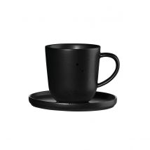 Malongo - Taza espresso con plato mate Coppa Kuro ASA negro