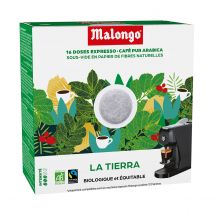 Malongo - Café noir bio en dosettes - La Tierra - Variété Arabica - 16 doses - 104g