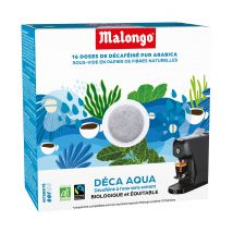 Malongo - Café noir bio en dosettes - Déca Aqua - Variété Arabica - 16 doses - 104g