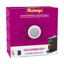 Malongo - Café noir en dosettes - Colombie IGP - Variété Caturra - 16 doses - 104g - Bio