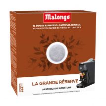 Malongo - Café noir en dosettes - La Grande Réserve - Variété Arabica - 16 doses - 104g