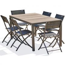 1 Table De Jardin Boston + 6 Chaises Pliantes - Manutan Collectivités