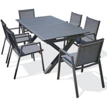 1 Table Jardin Floride 240x100cm 6 Fauteuils Gris Anthracite - Manutan Collectivités