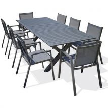 1 Table Jardin Floride 240x100cm 8 Fauteuils Gris Anthracite - Manutan Collectivités