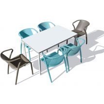 1 Table Jardin Meet 160x90cm Blanche+4 Fauteuils Marine+2 Taupe - Manutan Collectivités