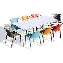 1 Table Jardin Meet 200x90cm Blanche + 8 Fauteuils Fado - Manutan Collectivités