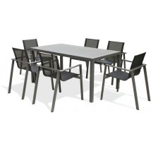 1 Table Jardin Miami160x90cm+6 Fauteuils Miami Alu - Manutan Collectivités