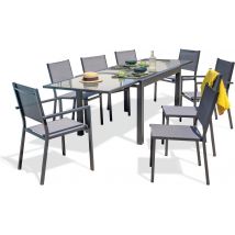 1 Table Jardin Tolede 270x90cm Noir+6 Chaises+2 Fauteuils - Manutan Collectivités
