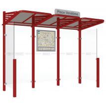 Abri Bus Conviviale 3 M Bardages Latéraux - Rouge 3004 - Manutan Collectivités