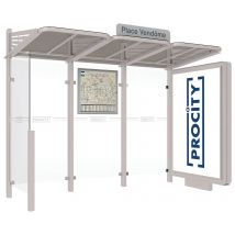 Abri Bus Conviviale 3 M Caisson Lumineux - Bardage Gauche Gris 7044 - Manutan Collectivités