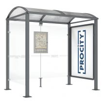 Abri Bus Voûte 2.50 M Vitrine - 1 Bardage Latéral - Gris Procity - Manutan Collectivités