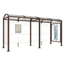 Abri Bus Voûte 5 M Vitrine - 1 Bardage Latéral - Marron 8017 - Manutan Collectivités