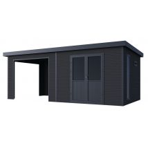 Abri De Jardin Onyx 63 - 18m Avec Auvent Composite - Anthracite - Manutan Collectivités