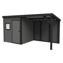 Abri De Jardin Roma 1 Pan Avec Auvent Gris Et Noir - Manutan Collectivités