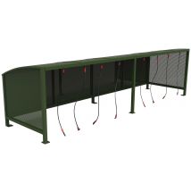 Abri Poussettes 5 X 1,30 M Tôle Perforée Extrémité - Vert 6005 - Manutan Collectivités
