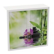 Armoire Easy Office Hauteur 104 Cm Corps Blanc Rideaux Décor Bambou - Manutan Collectivités