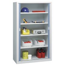 Armoire À Rideaux Universelle ‘basic’ 4 Tablettes Col. Gris/bleu - Manutan Collectivités