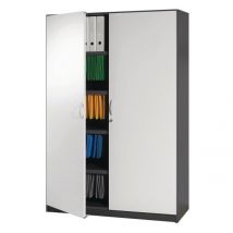 Armoire Bois Sirius Portes Battantes Largeur 120 Cm Perle/anthracite - Manutan Collectivités