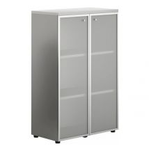 Armoire Vitrée Naxos Hauteur 131 Cm Top De Finition 3 Cm Coloris Aluminium - Manutan Collectivités