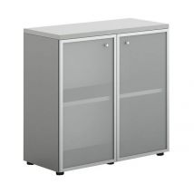 Armoire Vitrée Naxos Hauteur 86 Cm Top De Finition 3 Cm Coloris Aluminium - Manutan Collectivités