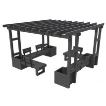 Assises Et Jardinières Palma Avec Pergola 330 X 300 Cm Gris - Manutan Collectivités