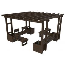 Assises Et Jardinières Palma Avec Pergola 330 X 300 Cm Marron - Manutan Collectivités