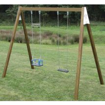 Balançoire 2m Tout Bois- 1 Balançoire-1 Nacelle Bébé-scellement Direct - Manutan Collectivités